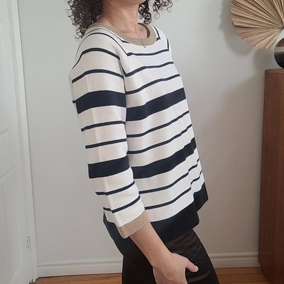 MASSIMO DUTTI COTTON & CASHMERE 3/4  SLEEVE SWEATER   *FITS M/L - Picture 3 of 6